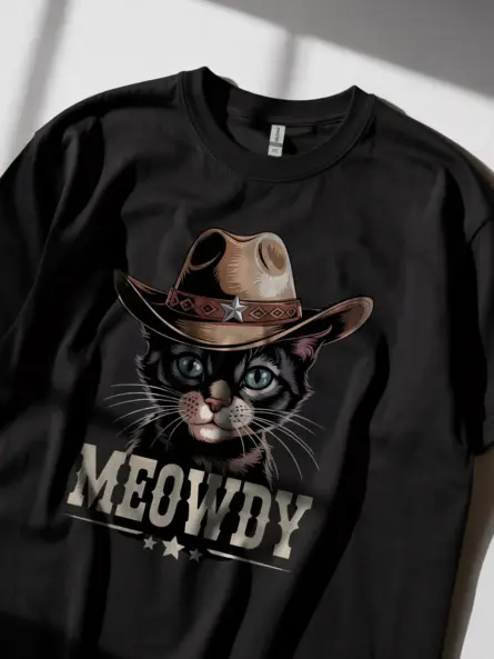 Javanese cat meowdy shirt in black – cowboy cat lover tee