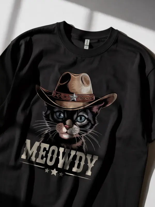 Javanese cat meowdy shirt in black – cowboy cat lover tee