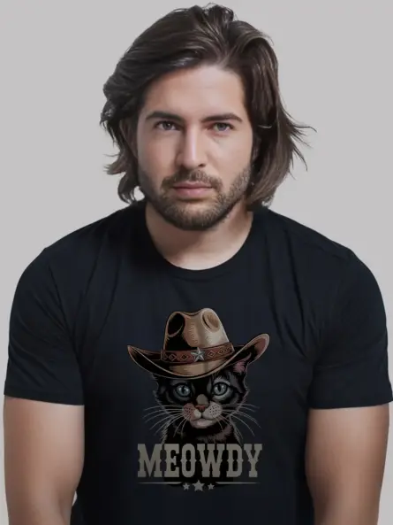 Javanese cat meowdy shirt in black – cowboy cat lover tee