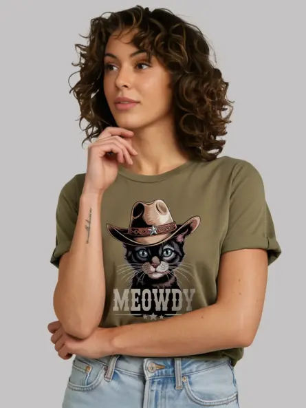 Military green javanese cat meowdy shirt – cute cowboy cat t-shirt
