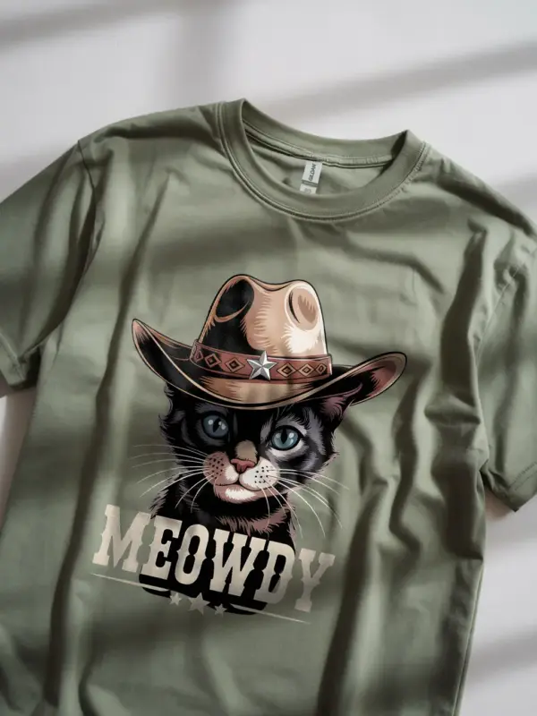 Military green javanese cat meowdy shirt – cute cowboy cat t-shirt