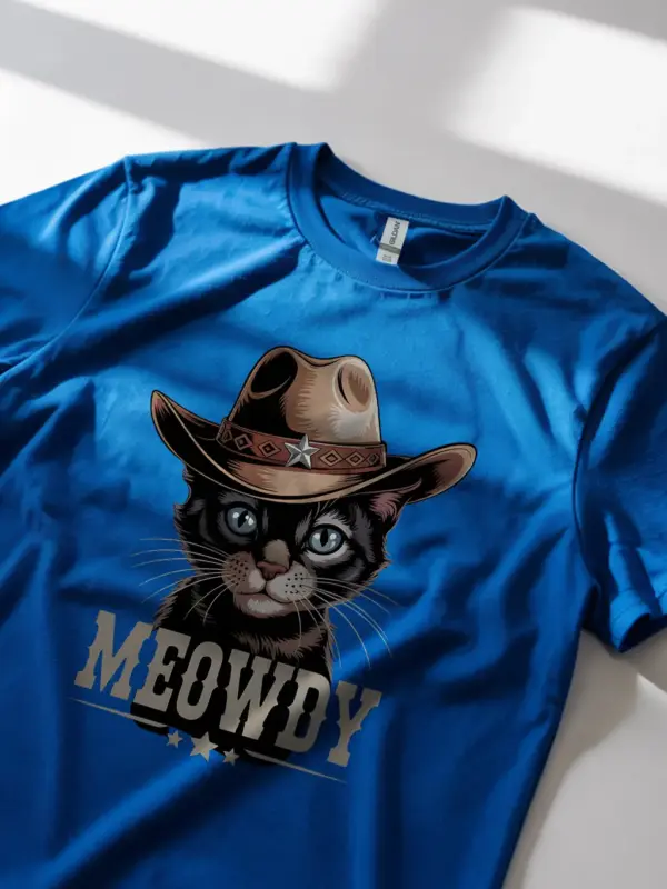Royal blue javanese cat meowdy shirt – western texas meme shirt
