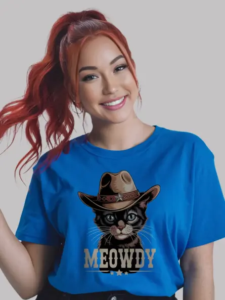 Royal blue javanese cat meowdy shirt – western texas meme shirt