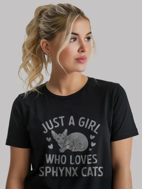 Just a girl who loves sphynx cats shirt in black – cute cat lover tee