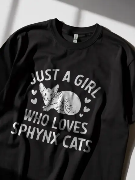 Just a girl who loves sphynx cats shirt in black – cute cat lover tee
