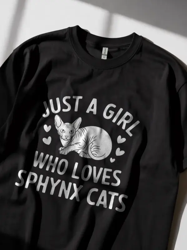 Just a girl who loves sphynx cats shirt in black – cute cat lover tee