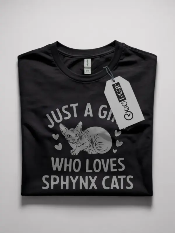 Just a girl who loves sphynx cats shirt in black – cute cat lover tee
