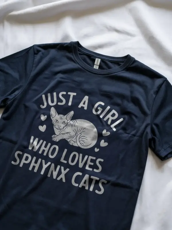 Navy just a girl who loves sphynx cats shirt – cat lover gift