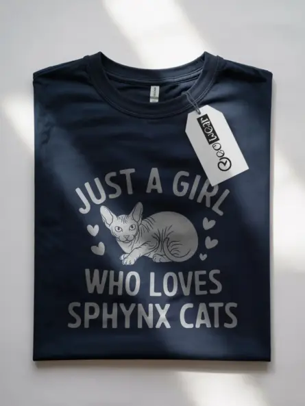 Navy just a girl who loves sphynx cats shirt – cat lover gift
