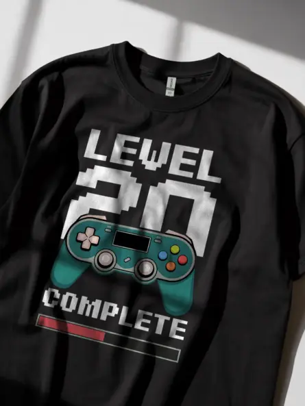 Level 20 complete shirt in black – gamer 20th birthday tee