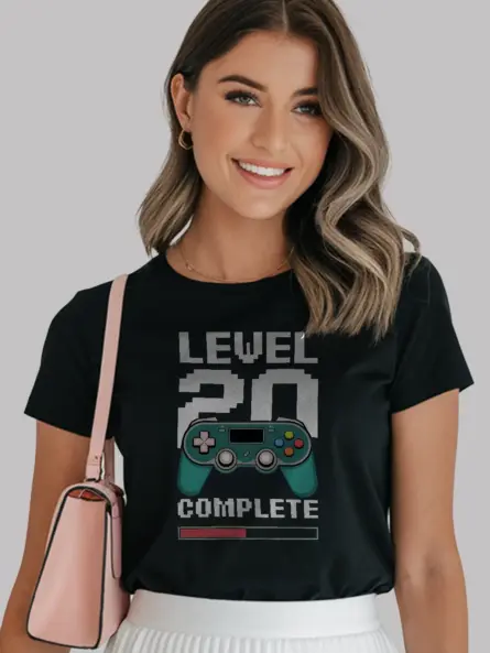 Level 20 complete shirt in black – gamer 20th birthday tee