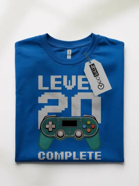 Royal blue level 20 complete shirt – gamer birthday shirt