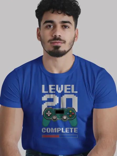 Royal blue level 20 complete shirt – gamer birthday shirt