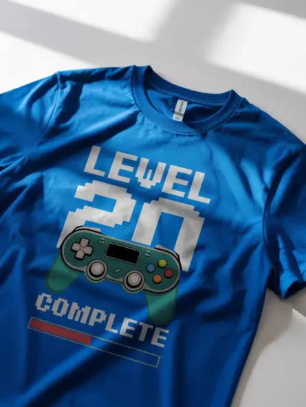 Royal blue level 20 complete shirt – gamer birthday shirt