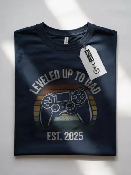 Navy leveled up to dad tee – dad-to-be gamer shirt