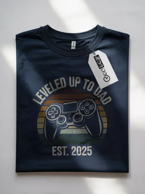 Navy leveled up to dad tee – dad-to-be gamer shirt