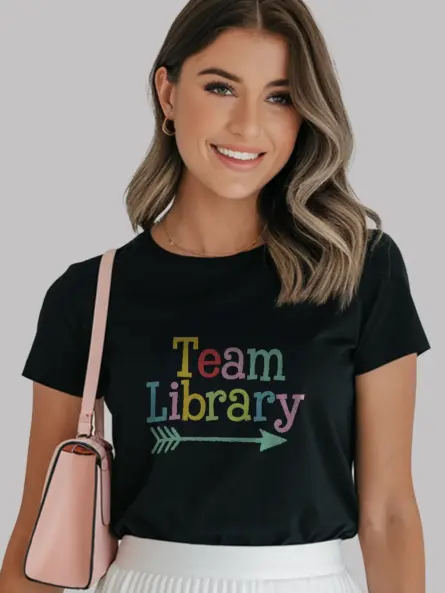 Library team shirt in black – fun librarian t-shirt