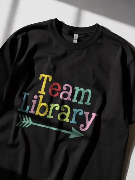 Library team shirt in black – fun librarian t-shirt