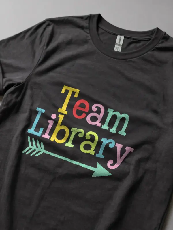 Dark heather library team shirt – book lover tee