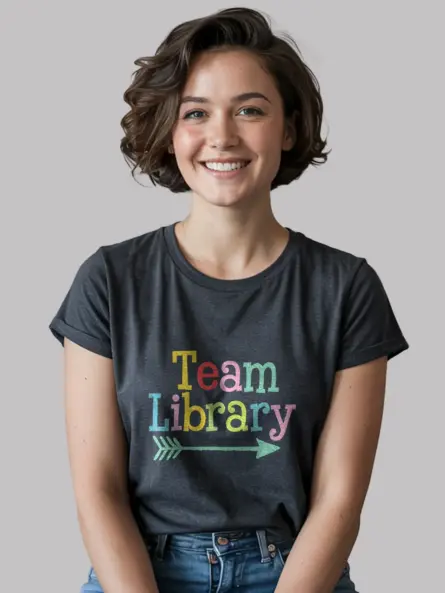 Dark heather library team shirt – book lover tee
