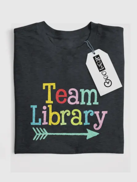 Dark heather library team shirt – book lover tee