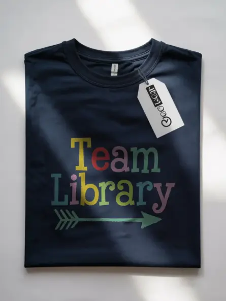 Navy library team shirt – library staff gift