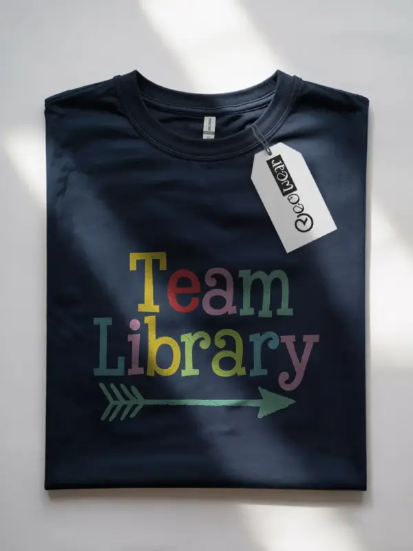 Navy library team shirt – library staff gift