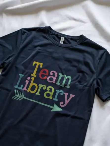 Navy library team shirt – library staff gift