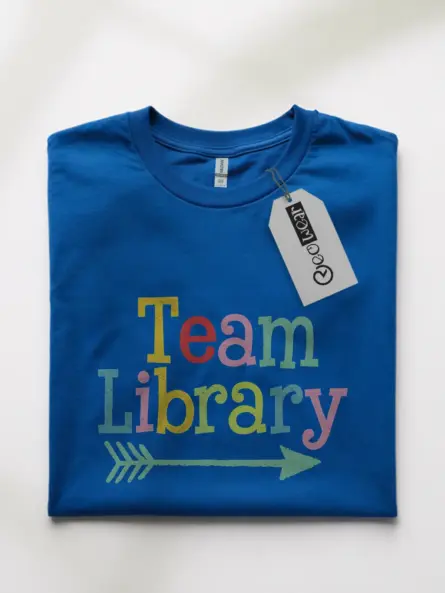 Royal blue library team shirt – colorful book lover shirt
