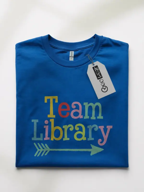 Royal blue library team shirt – colorful book lover shirt