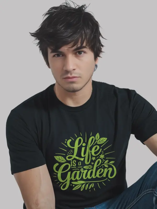 Life Is a Garden Shirt in Black – Gardening Tee with Floral Design