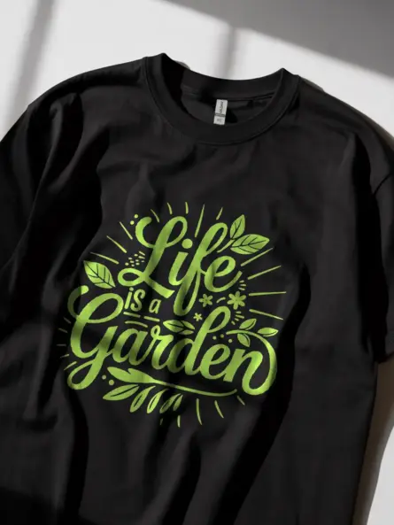 Life Is a Garden Shirt in Black – Gardening Tee with Floral Design