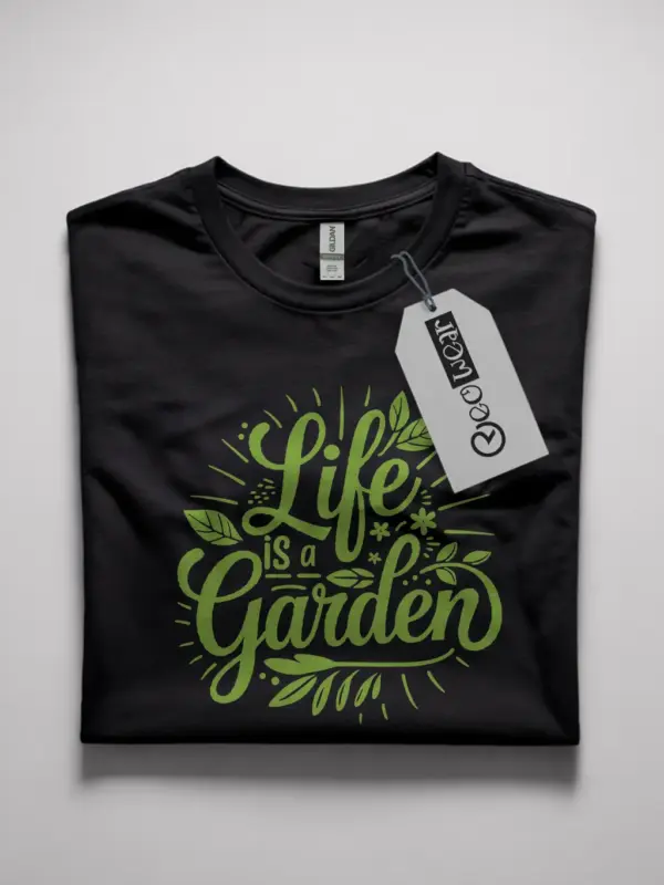 Life Is a Garden Shirt in Black – Gardening Tee with Floral Design