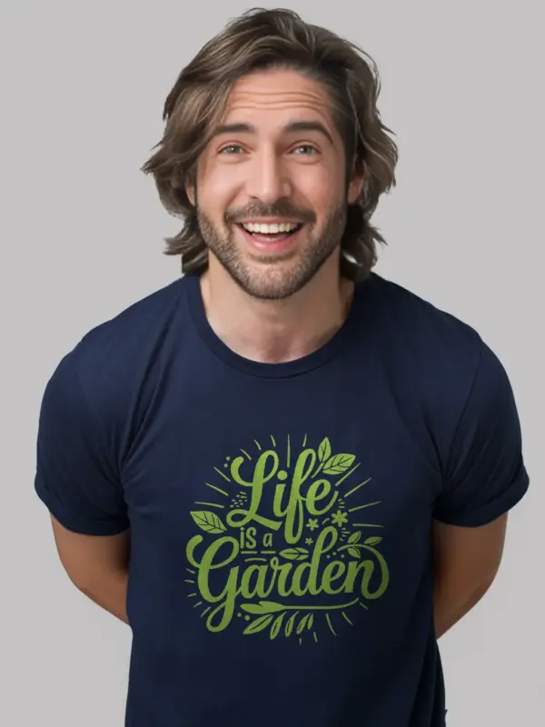 Navy Gardening Shirt – Life Is a Garden Plant Tee