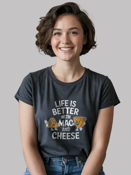 Dark heather life is better with mac and cheese shirt – mac n cheese lover tee