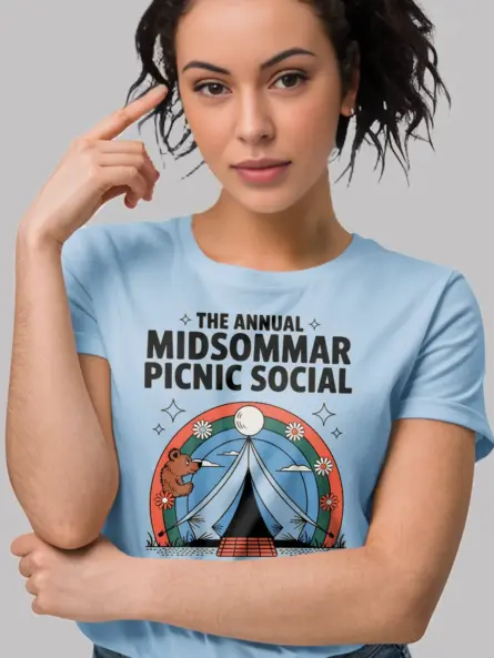 light blue The Annual Midsommar Picnic Social retro midsommar picnic t-shirt