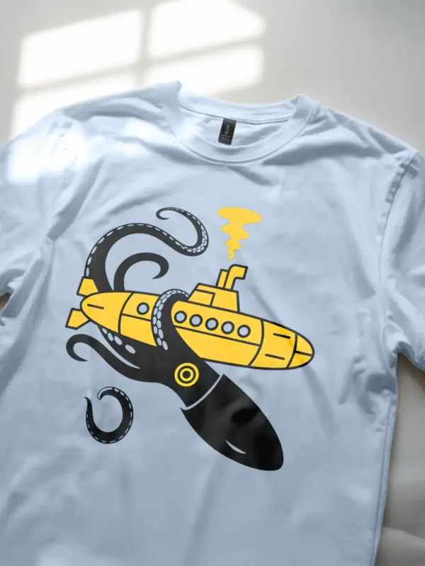 light blue squid sub battle nautical squid submarine t-shirt