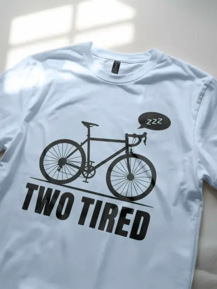 light blue two tired funny cycling pun t-shirt