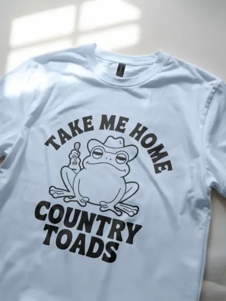 light blue funny country music frog t-shirt