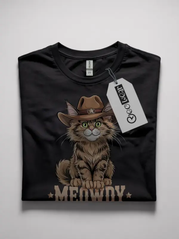 Maine coon cat meowdy shirt in black – cowboy cat lover tee