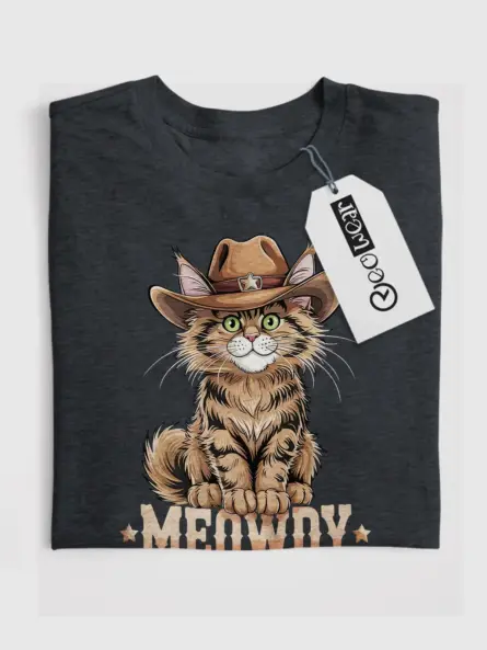 Dark heather maine coon cat meowdy shirt – cute cowboy cat t-shirt