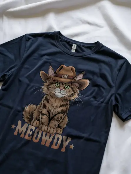 Navy maine coon cat meowdy shirt – pet cat mom dad tee