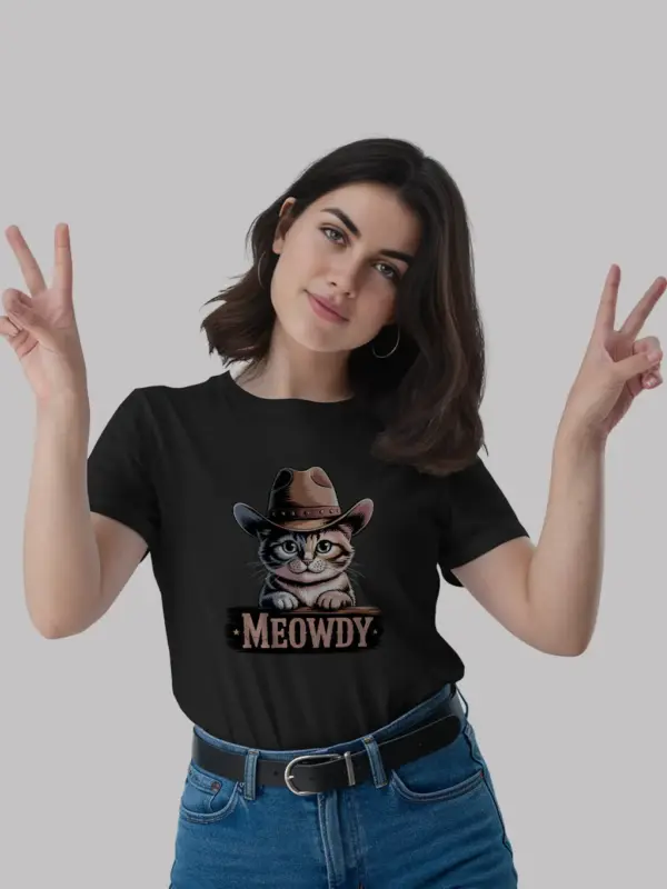 Manx cat meowdy shirt in black – cowboy cat lover tee