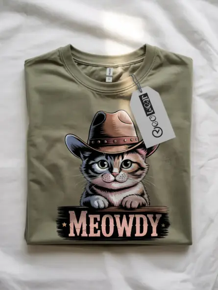 Military green manx cat meowdy shirt – western texas meme tee