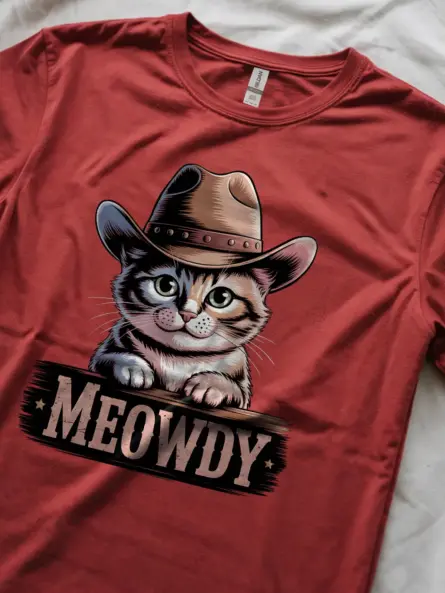 Red manx cat meowdy shirt – pet cat mom dad tee