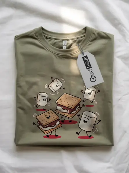 Military green front view of how s’mores are made t-shirt – cute marshmallow and chocolate camp tee for foodies