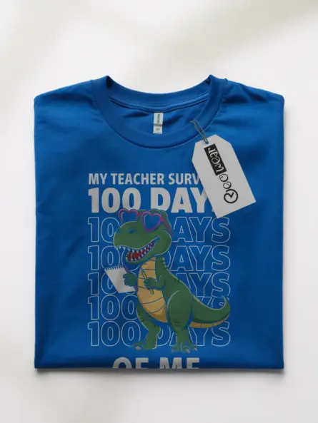 Royal blue 100 days dinosaur shirt – teacher celebration shirt