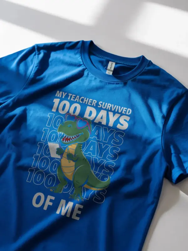 Royal blue 100 days dinosaur shirt – teacher celebration shirt