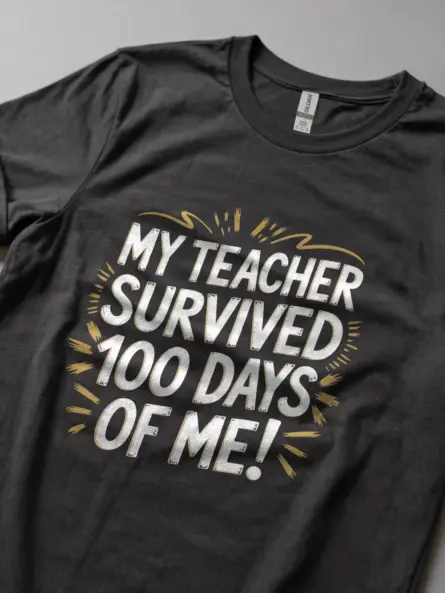Dark heather teacher 100 days shirt – sarcastic school milestone tee