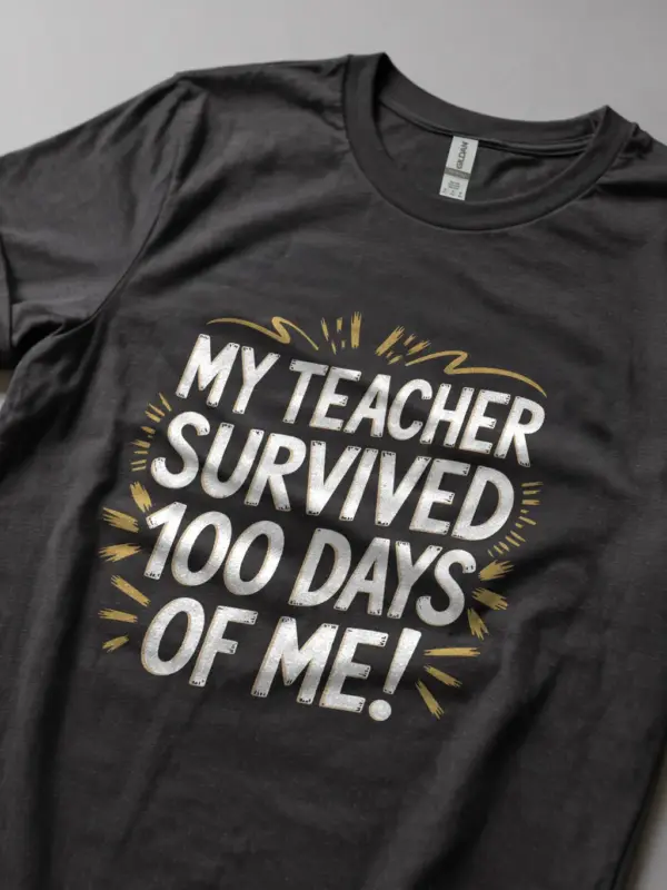 Dark heather teacher 100 days shirt – sarcastic school milestone tee